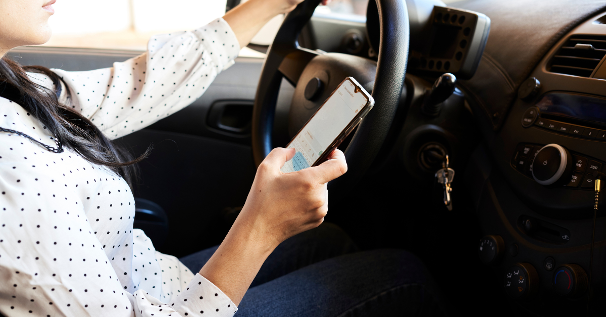 driving a car and texting